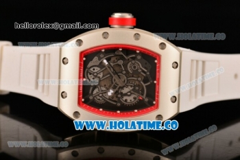 Richard Mille RM 055 Bubba Watson Tourbillon Manual Winding Steel Case with Skeleton Dial and Dot Markers - Red Inner Bezel