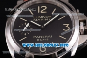 Panerai Luminor Marina 8 Days Acciaio PAM 510 Clone P.5000 Manual Winding Steel Case with Black Dial and Brown Leather Strap - 1:1 Original (KW)