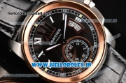 Cartier Calibre De Swiss ETA 2824 Automatic Steel Case with Black Dial Rose Gold Bezel and White Roman Numeral Markers