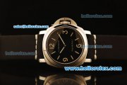 Panerai Luminor Base Pam 176M Swiss ETA 6497 Manual Winding Steel Case with Black Dial and Black Leather Strap - 1:1 Original