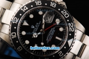 Rolex GMT-Master Automatic Movement Full Steel Case/Strap with Black Dial and Black Bezel