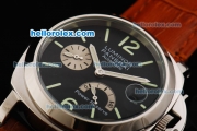 Panerai PAM 124 Luminor Power Reserve Automatic Movement Black Dial with Green Stick Markers and Brown Leather Strap