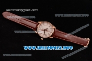 Omega Aqua Terra 150 M GMT Clone Omega 8615 Automatic Rose Gold Case with White Dial Stick Markers and Brown Leather Strap (EF)