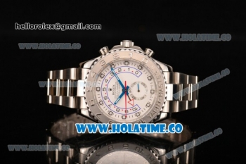 Rolex Yachtmaster II Chrono Swiss Valjoux 7750 Automatic Full Steel with White Dial and Dot Markers (BP)