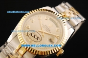 Rolex Day-Date Oyster Perpetual Swiss ETA 2836 Automatic Movement Steel Case with Gold Bezel and Two Tone Strap