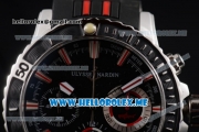 Ulysse Nardin Maxi Marine Diver Miyota OS20 Quartz Steel Case with Black Dial and Black Rubber Strap Stick Markers
