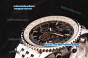 Breitling Montbrillant Swiss Valjoux 7750 Automatic Movement Full Steel with Silver Stick Markers and Black Dial