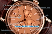 Patek Philippe Grand Complitcations Asia 2813 Automatic Rose Gold Case with Brown Leather Strap Rose Gold Dial and Stick Markers