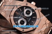 Audemars Piguet Royal Oak Seiko VK64 Quartz Rose Gold Case/Bracelet Black Dial and Stick Markers (EF)