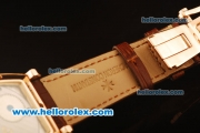 Vacheron Constantin Malte Swiss Tourbillon Manual Winding Rose Gold Case with White Dial and Brown Leather Strap