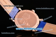 Vacheron Constantin Malte Miyota Quartz Rose Gold Case with Blue Leather Bracelet Blue Dial and Stick Markers