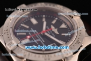 Breitling Avenger Seawolf Swiss ETA 2836 Automatic Stainless Steel Case with Brown Leather Bracelet Black Dial and Stick Markers