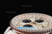 Breitling Navitimer Chronograph Swiss Valjoux 7750 Movement White Dial with Black Subdials and Stick Marker-SS Strap