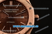 Audemars Piguet Royal Oak Clone Calibre AP 3120 Automatic Full Rose Gold with Brown Dial and Stick Markers (EF)