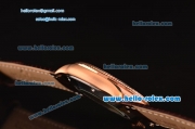 Patek Philippe Calatrava Swiss ETA 2824 Automatic Rose Gold Case with Brown Leather Strap and White Dial Roman Markers