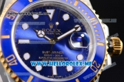 Rolex Submariner Clone Rolex 3135 Automatic Two Tone Case/Bracelet with Blue Dial and Dot Markers White Hands (BP)