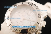 Chopard Happy Sport Chronograph Original Quartz Movement White Ceramic Case with White MOP Dial and White Rubber Strap