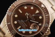 Rolex Submariner Swiss ETA 2836 Automatic Movement Steel Case and Strap with Brown Dial and Brown Ceramic Bezel