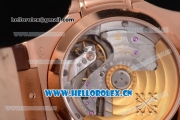 Patek Philippe Nautilus Clone PP 315 Automatic Rose Gold Case with Brown Dial Stick/Arabic Numeral Markers and Brown Leather Strap (BP)