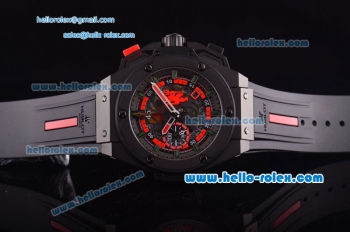 Hublot Big Bang Manchester United Swiss Valjoux 7750 Automatic Full PVD Case with Skeleton Dial and Black Rubber Strap-Green Markers