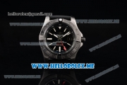 Breitling Avenger II GMT Swiss ETA 2824 Automatic Steel Case with Black Dial Black Rubber Strap and Stick Markers