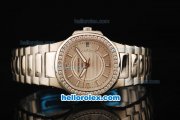 Patek Philippe Nautilus Swiss Quartz Movement Full Steel with White Markers and Diamond Bezel