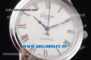 Glashutte Senator Automatic Miyota 9015 Automatic Steel Case with White Dial Roman Markers and Black Leather Strap