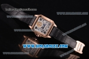 Cartier Santos Tourbillon Asia Automatic Rose Gold Case with Black Dial and Roman Numeral Markers