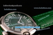 Cartier Ballon Bleu Swiss Quartz Steel Case with Green Leather Strap White Markers and Green Dial