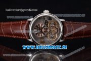 Audemars Piguet Jules Audemars Skeleton Tourbillon Asia ST25 Automatic Steel Case Brown Dial Roman Numeral Markers and Brown Leather Strap