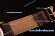 Vacheron Constantin Automatic Rose Gold Case with White Dial and Brown Leather Strap