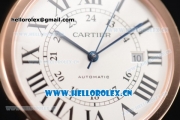 Cartier Rotonde De Tourbillon Swiss ETA 2892 Automatic Rose Gold Case with White Dial and Rose Gold Bezel Brown Leather Strap