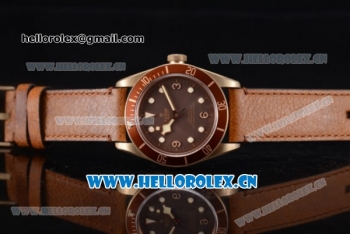 Tudor Heritage Black Bay Swiss ETA 2824 Automatic Bronze Case with Brown Dial Brown Leather Strap and Dot Markers - 1:1 Original (ZF)