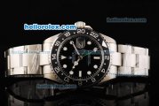 Rolex GMT-Master II Automatic Movement Full Silver Case/Strap with Black Dial and Bezel