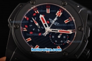 Hublot Big Bang Swiss Valjoux 7750 Automatic Movement Ceramic Case with Black Dial-Red Markers and Black Rubber Strap