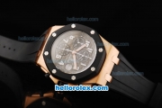 Audemars Piguet Royal Oak Offshore Run 12 Sec Swiss Valjoux 7750 Chronograph Movement RG Case with PVD Bezel and Black Dial-White Numeral Marker