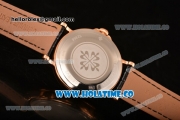 Patek Philippe Calatrava Miyota Quartz Rose Gold Case with Black Dial and Diamonds Markers