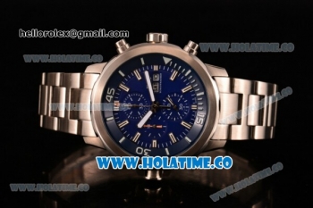 IWC Aquatimer Chronograph Miyota Quartz Full Steel with Blue Dial and Stick Markers