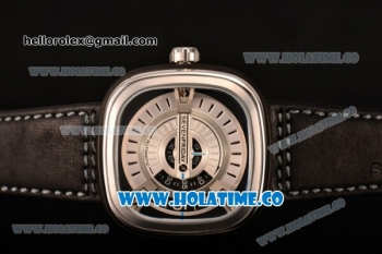 SevenFriday M1-1 Miyota 82S7 Automatic Steel Case with White Dial Steel Bezel and Black Leather Strap