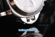 Panerai Luminor Marina Pam 076 Swiss Valjoux 7750 Movement Black Dial with White Stick/Numeral Marker-Leather Strap