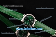 Cartier Ballon Bleu Swiss Quartz Steel Case with Green Leather Strap White Markers and Green Dial