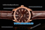 Omega Aqua Terra 150 M Co-Axial Clone Omega 8501 Automatic Rose Gold Case with Brown Dial and Stick Markers - Diamonds Bezel (EF)