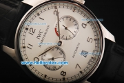 IWC Portuguese Automatic Movement Steel Case with White Dial and Black Leather Strap