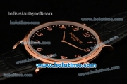 Patek Philippe Calatrava Miyota OS2035 Quartz Rose Gold Case with Rose Gold Arabic Numeral Markers and Black Dial