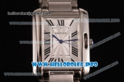 Cartier Tank Anglaise Miyota Quartz Stainless Steel Case/Bracelet Stick Markers and Sliver Dial