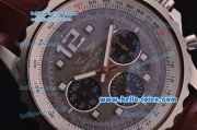 Breitling Chronospace Chronograph Swiss Valjoux 7750 Automatic Steel Case with Grey Dial and Brown Leather Strap