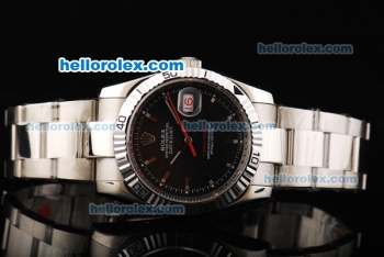 Rolex Datejust Working Chronograph Automatic with Black Dial and White Case and Bezel-Small Calendar