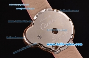 Cartier Perles de Cartier Swiss Quartz Rose Gold Case with Pink Leather Strap and White Dial Diamond Bezel 1:1 Original