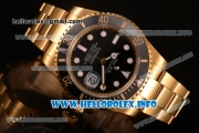 Rolex Submariner Miyota 9015 Automatic Yellow Gold Case/Bracelet with Black Dial and White Dot Markers (BP)