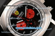 Ferrari Chronograph Automatic Movement Black Dial with White Numeral Marker and Red Subdials-Black Rubber Strap